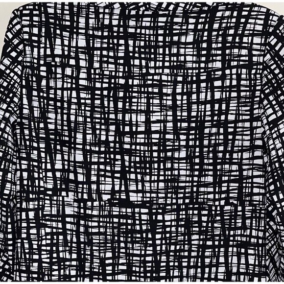 Calvin Klein Blazer Jacket Size 14 Women Open Front Black White Check 3/4 Sleeve - Picture 9 of 10